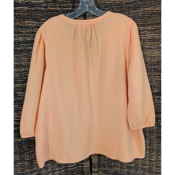 J. Jill Cotton Gauze Popover Top Womens Large  Boho Relaxed Oversized 3/4 Sleeve - Picture 2 of 5